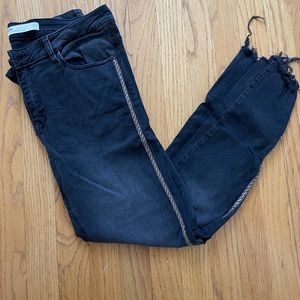 Zara ankle length straight leg black jean with beaded detail